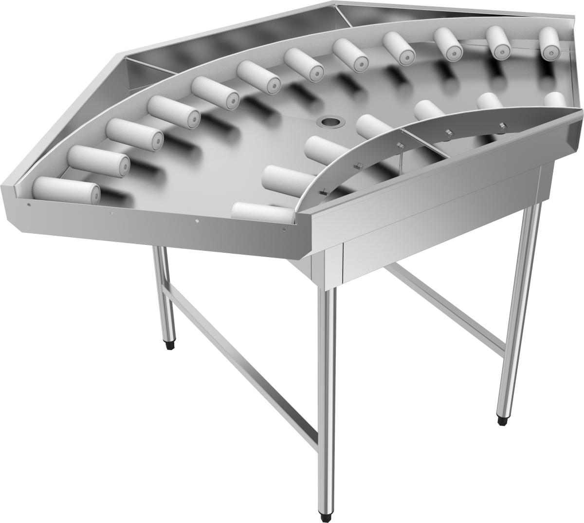 Table d'angle à rouleaux
