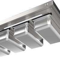 Etagère murale fixation invisible avec LED et bacs GN